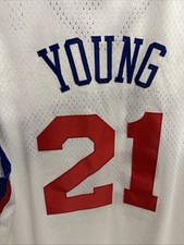 Thaddeus Young #21 Adidas Vintage Philadelphia 76ers White Jersey Men XL