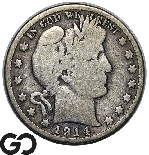 1914 Barber Half Dollar Key Date, Full Rims