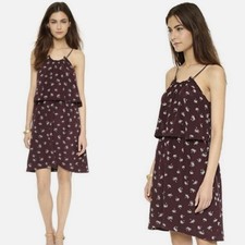 MADEWELL Dress Dreamdrift Overlay Burgundy Silk Palm Trees Size 10