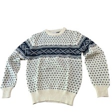 Vintage Cream Nordic Knit Fair Isle Sweater Pullover Knit Ski Sweater Medium -