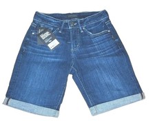 Silver Jeans Bermuda Shorts Suki Curvy Fit Mid Rise Blue Denim Woman Sz 24 New