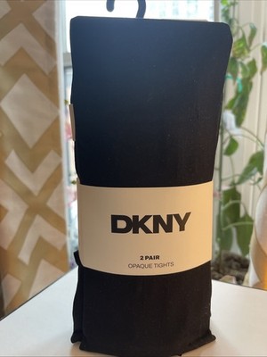 DKNY 2-Pair Opaque Tights - BLACK - L/XL Super Opaque