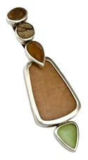 WHITNEY KELLY~QVC Sterling Silver Long MULTI GEMSTONE Geometric Pendant