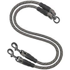 Mycicy Double Dog Leash Coupler, Extension Rope Small 1/3"D x 33"L , Black