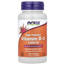 Vitamin D-3, High Potency, 1,000 IU, 180 Softgels