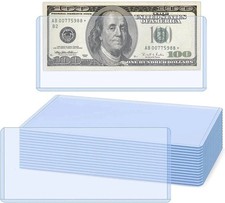 15 Pack Hard Plastic Clear Money Holders Dollar Bill Top-Load Sleeves