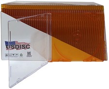 USDISC CD Jewel Cases Slimline 5.2mm, Single 1 Disc Clear Orange Lot