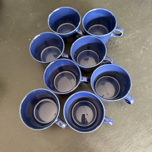 Arabia Finland Kaj Franck Kilta Teema Blue Cups Coffee Mugs Set of 8 - Picture 3 of 6