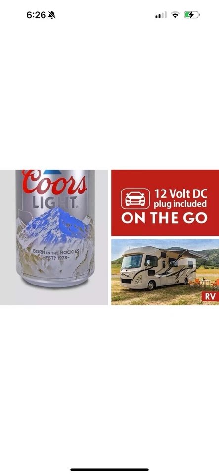 Mini refrigerador portátil Coors para refrigerador en forma de lata de viaje de 5,4 L refrigerador de aire acondicionado/cC Foto 2 de 4