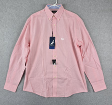 Nautica Shirt Mens 16 34/35 Pink Button Up Long Sleeve Cotton Classic Fit