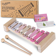 Pink Sensation Xylophone for Kids and Toddlers 3-5, Tuned C-Key Wooden 8 Notes X
