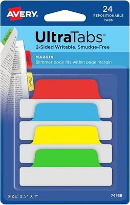AVERY Zweckform Item 74768 Adhesive Strips Transparent/Pastel (24 Sticky Notes,