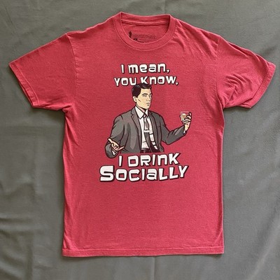 2010s Ripple Junction Archer T Shirt Mens Medium Red Cartoon Social Drinker FX