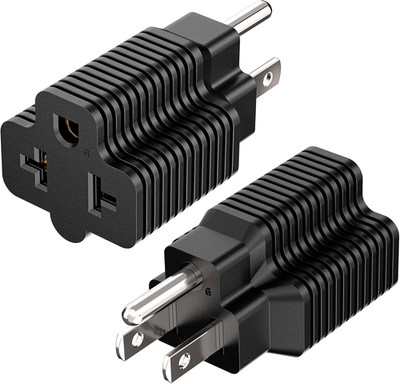 [2 Pack] 4-In-1 15A Household Plug to 20A Adapter, Plugrand 5-15P to 5-15R/5-20R