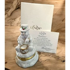 Lenox Treasures Drumming Up Surprises Snowman Box with Gold Drum Charm NIB COA