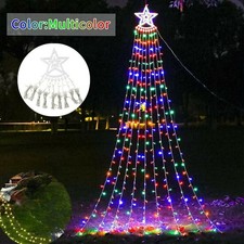 LED Star String Lights for Christmas Tree Decor-Plug in Waterfall Lights Outdoor