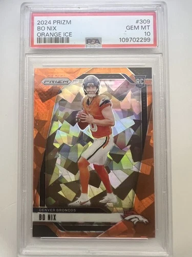 2024 Panini Prizm - Rookies Bo Nix  Orange Ice Prizm (RC) PSA - 10
