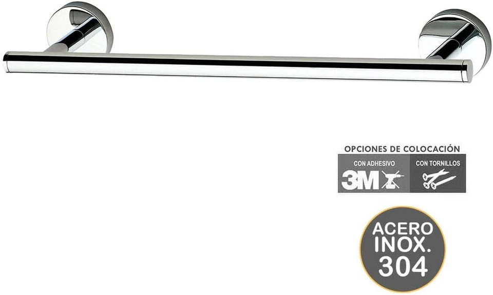 Barra Asciugamani Di Design Med 30 Cm. Realizzato in Acciaio Inox E Finitura Cro - Immagine 2 di 4