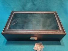 SONGMICS Watch Box 12-Slot Case Removable Pillow Storage Organizer w/ Glass Lid