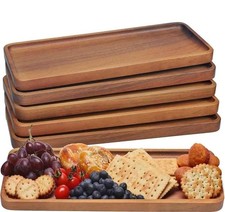 Acacia Wood Serving Platter with Raised Edge Set of 6 14x5.5x0.6 Inch