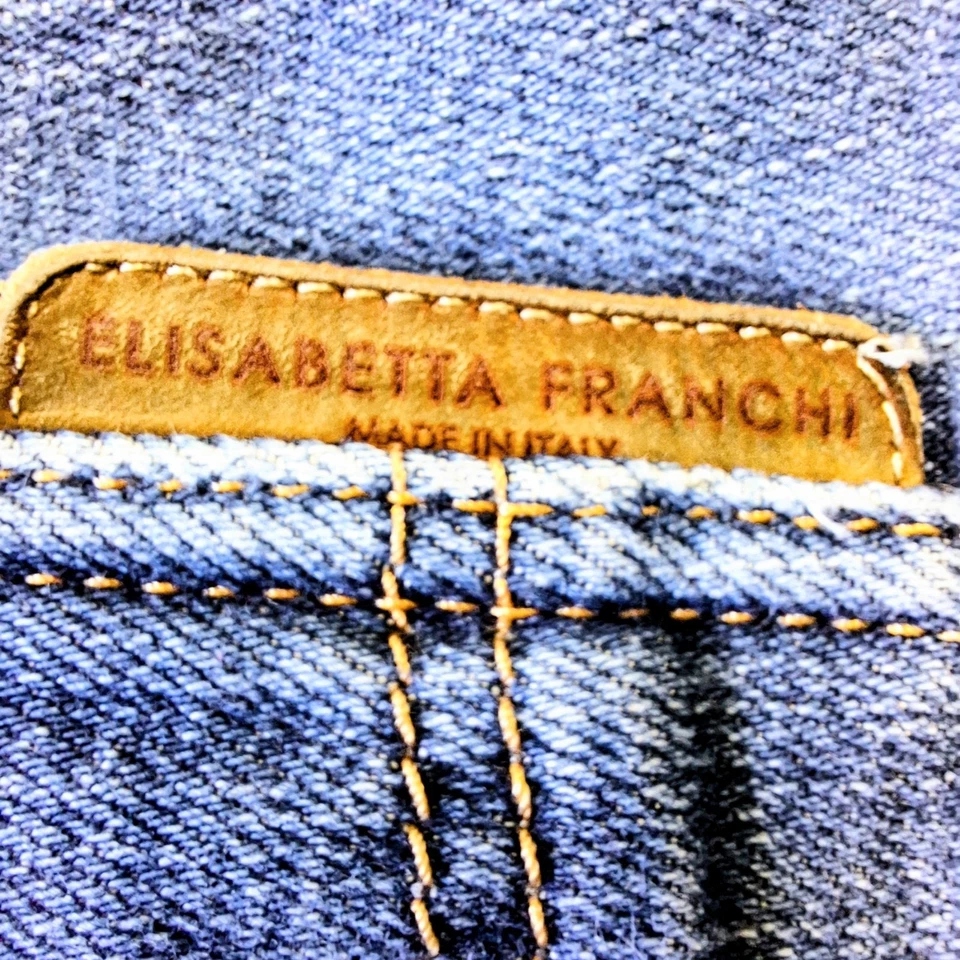 Vintage Elisabetta Franchi Italy Made Womens Low Rise Denim Jeans Size 26 Slim - Image 4 of 4