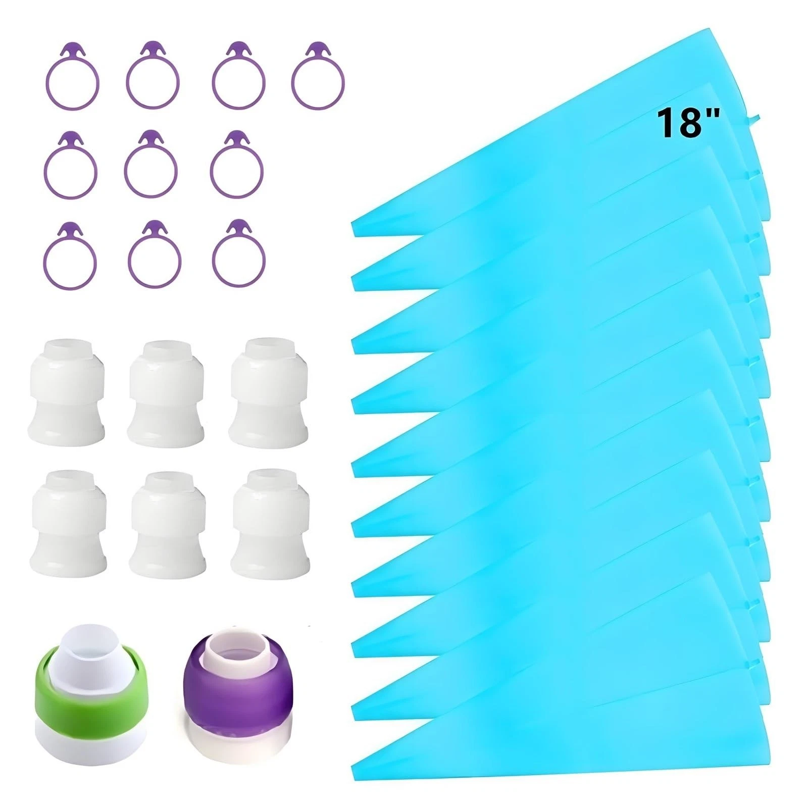 Pastry Piping Bags Set, 28 Pcs Baking Tools with 10 Pcs (18 Inch) Reusable Si...