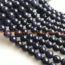 Blue Sand Goldstone Smooth Round Beads 4mm 6mm 8mm 10mm 15" Strand