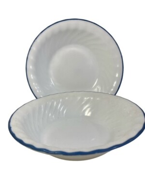 Corelle BLUE VELVET Blue Rimmed Cereal, Salad,  Soup Bowls 7 1/4'' Set of 2