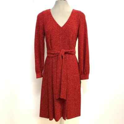 Calvin Klein NWT Red Black Glitter Belted V Neck Fit & Flare Dress size 2 |  eBay