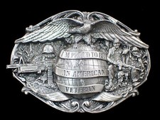 I'M PROUD TO BE AN AMERICAN VETERAN BELT BUCKLE VINTAGE 1986 BERGAMOT DETAILED
