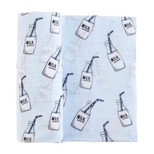 Mud Pie Baby Boy Blue Milk Swaddle Blanket 47" x 47" Cotton NEW