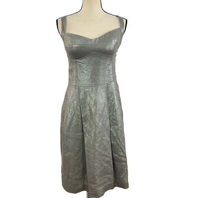 Silver Metallic Cross Back Linen Dress Size 10 | eBay