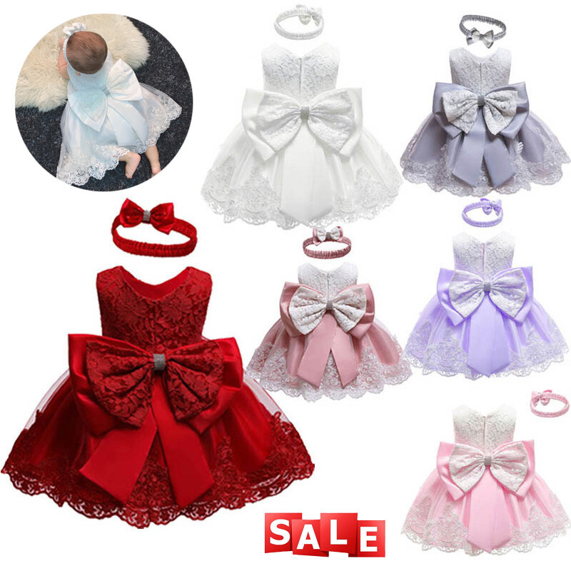 Bebé Niña Lindo Moño Fiesta de Cumpleaños Vestido Boda Tutú Vestido Princesa Vestido