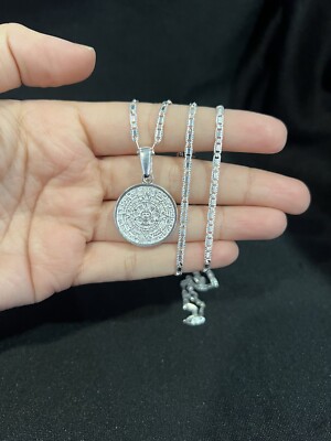 925 Sterling Silber Herren Damen Azteken Maya Kalender & Valentino Kette 18 26 30