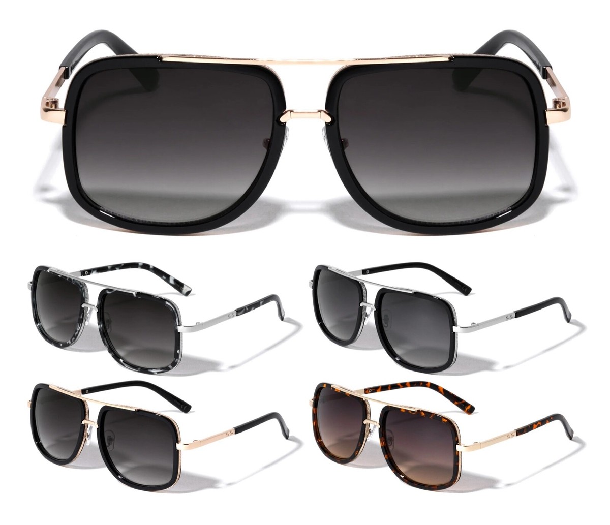 THICK BOLD SQUARE SPORT PILOT AVIATOR SUNGLASSES RETRO DESIGNER
