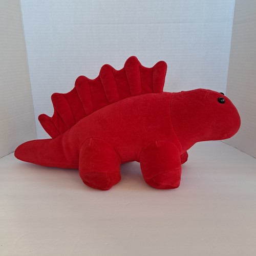 Manhattan Toy Company Stegosaurus Dinosaur Red Velveteen Plush 17" Vintage 1991 - Picture 2 of 23