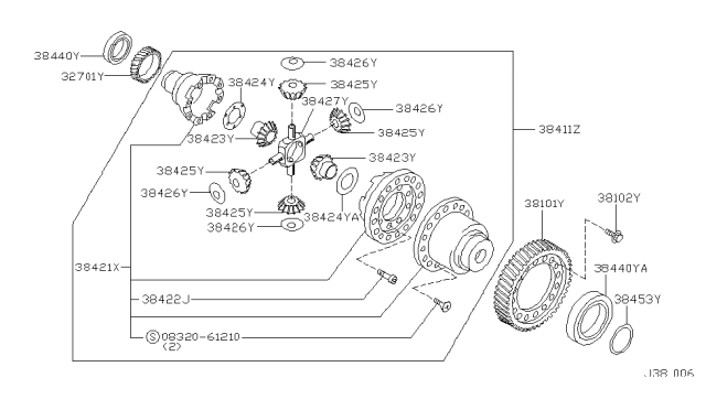NISSAN GENUINE Infiniti Cefiro Differential Side Bearing 38440