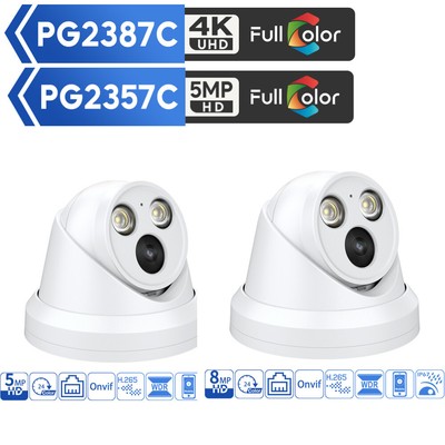 US Hikvision Compatible Full Color 4K 8MP 5MP Turret IP Camera ColorVu Audio Mic
