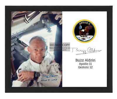 BUZZ ALDRIN 2ND MAN ON THE MOON APOLLO 11 MISSION PATCH 8X10 FRAMED PHOTO