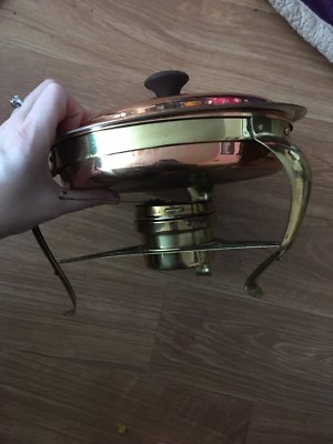 Copper Accents w/Copper Brass  Footed Warming Stand W Pot And Warmer Handled
