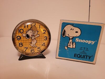 1958 Equity Peanuts Snoopy Playing Tennis Alarm Clock with