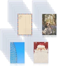 40 Pack 5" x 7" Rigid Print Protectors Clear Waterproof Hard Plastic Page She...