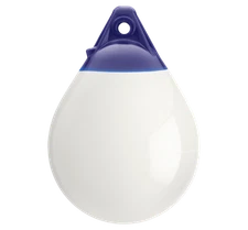 POLYFORM A-0 White Mooring Buoy 8" Dia x 11.5" L Boats Up To 15', Rope Eye 0.6"