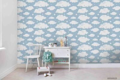 3D Cartoon Cloud Stars Pattern Self-adhesive Removable Wallpaper Murals Wall 645