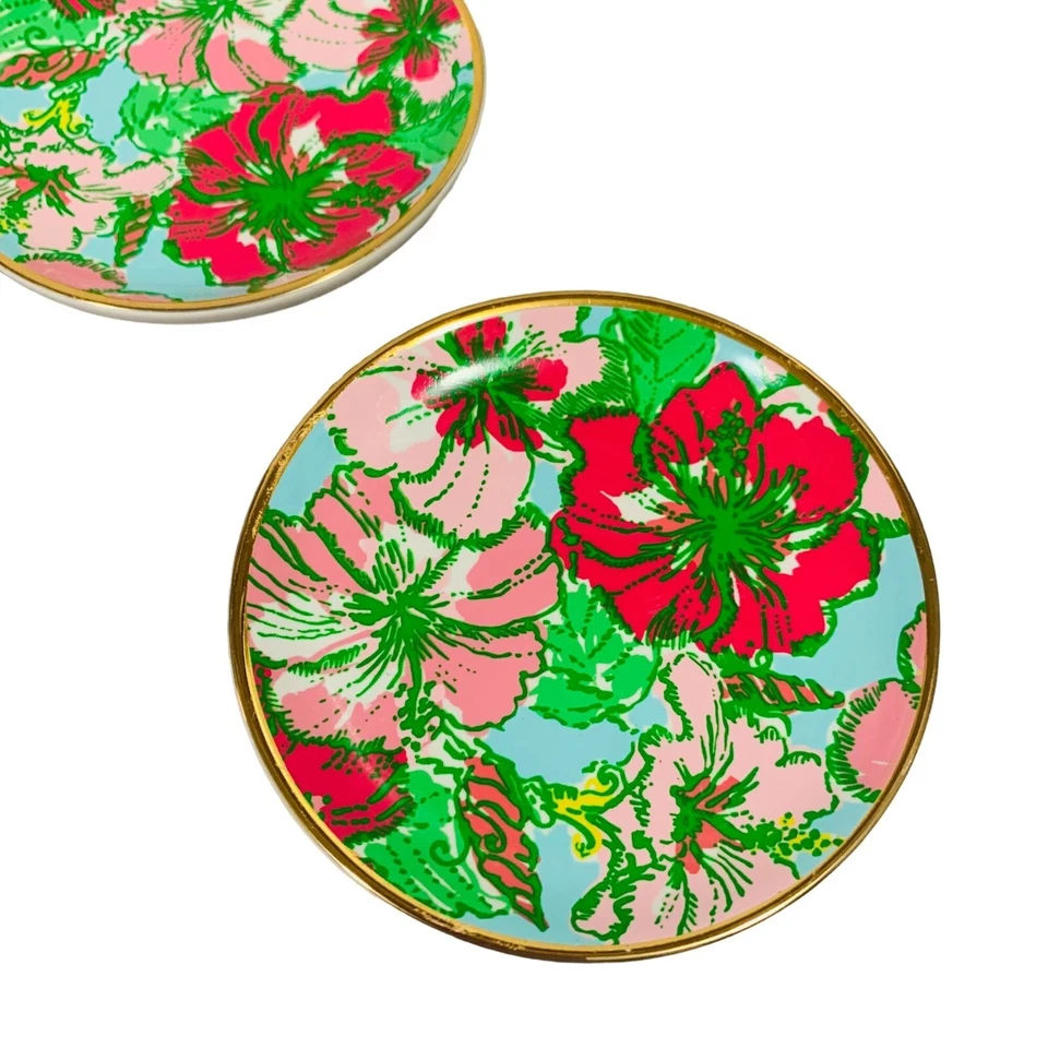 Lote de 3 platos trivet de cerámica Lilly Pulitzer verde y rosa Foto 2 de 4