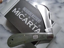 Rough Ryder Classic Green Micarta Hawkbill Claw Pocket Knife 440 Folder RR1993