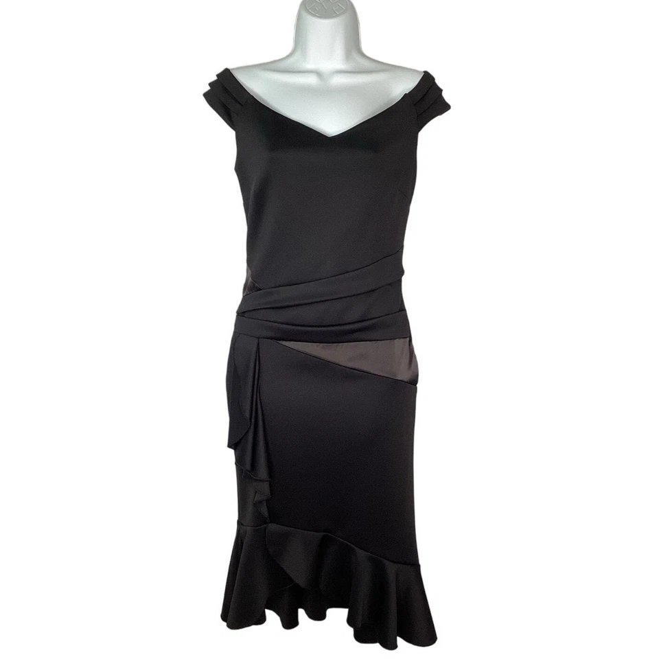 Venus женщин оборки деталь с плеча Sweetheart декольте черный платье S - Изображение 3 из 4