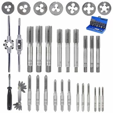 Tap and Die Set, Metric Hardened Steel Tool Set Threading Rethreading Tool 32pc