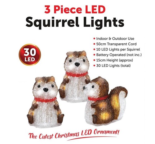 Neu 3 Stück LED Eichhörnchen Lichter für Weihnachtsschmuck Deko Licht - Bild 3 von 5