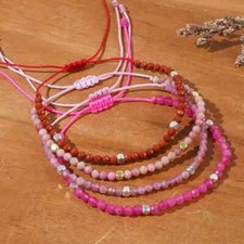 4mm Stone Bracelet Women, 4 Shades of Pink /Colours 17cm Jasper